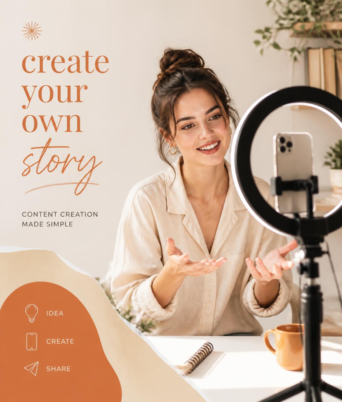 Creator filming a branded video with a ring light